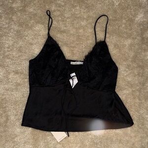Abercrombie & Fitch Black Lace Cami with Tie Front